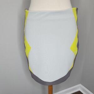 Top Shop Colorblock Mini Skirt Size 8 Medium Gray & Yellow Work Cocktail Evening